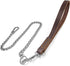 Dog Chain Short Leash with Leather Handle, 304 Stainless Steel Dog Short Lead Metal Heavy Duty Chain DIY Double Dog Leashes,Extend&Coupler. (Leath...