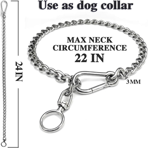 Dog Chain Leash, 304 Stainless Steel Dog Short Lead Metal Heavy Duty Chain DIY Double Dog Leashes Self-Assembly Leashes Extension&Coupler. (304 S/...