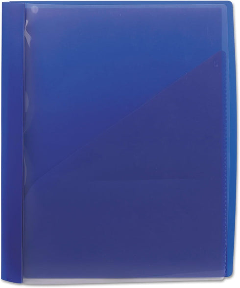 Smead Clear Front Poly Report Cover, Three Double Tang Side Fasteners, 1/2" Capacity, Letter Size, Dark Blue, 5 per Pack (86011) (Pack of 1)...
