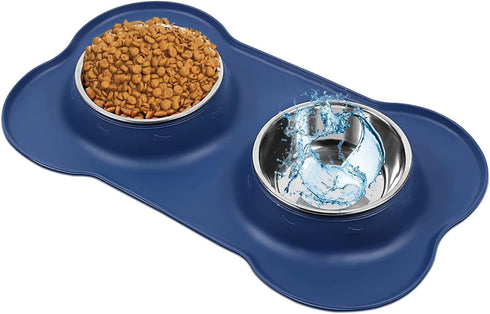 AsFrost Dog Food Bowls Stainless Steel Dog Food and Water Bowl Set, Dog Bowls No Spill Non Slip Silicone Mat, Dog Dishes for Small Medium Size Dog...