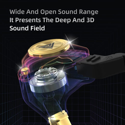 Wired Gaming Earbuds, Ak3file in Ear Monitors, Deep Bass Sound Wired Earbuds, HiFi in Ear Headphones with 1DD 10mm Dynamic Driver, IEM for Music G...
