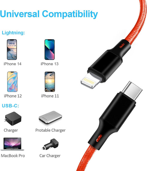 cugunu USB C to Lightning Cable 5 Pack 3/3/6/6/10FT iPhone Charger Apple MFi Certified Power Delivery Fast Charging Cord Compatible with iPhone 14...