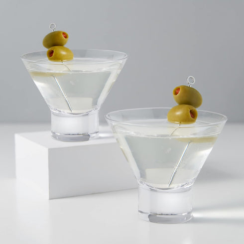 Viski Heavy Base Stemless Martini Glasses Set of 2 - Premium Short Crystal Cocktail Glass Gift Set, 7.5 oz....