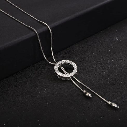Sither Long Hoop Necklace for Women Crystal Pendant Necklace Sweater Chain Statement Necklace Choker Adjustable Charm Jewelry Crystal Accessories ...