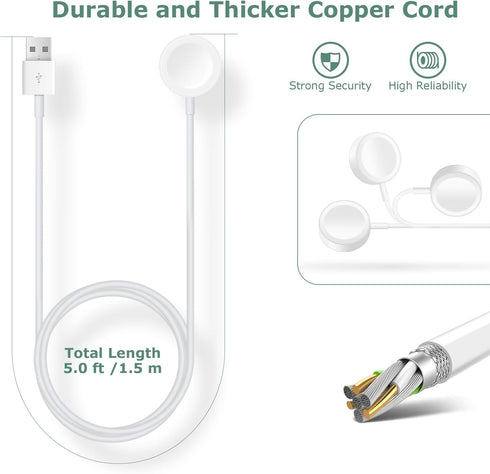 DDUAN Upgrade Watch Charger 5.0 ft /1.5 m for iWatch Portable Wireless Charging Cable Compatible with Apple Watch Series 9/8/7/6/SE/SE2/5/4/3/2/1....