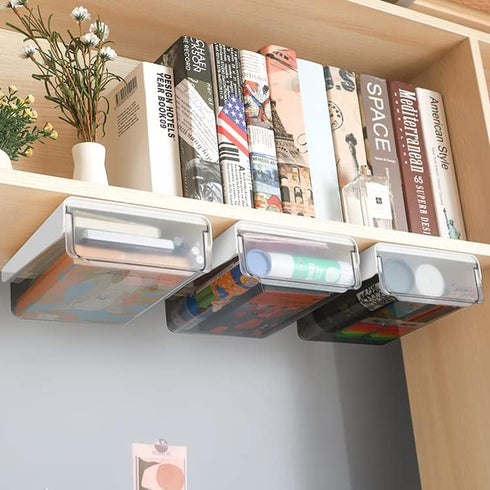 Under Desk Drawer, Office Organizer, Storage Cabinet, Self-adhesive Organizer Box, Slide-out Cabinet, Desk Caddy Single Small (White)...