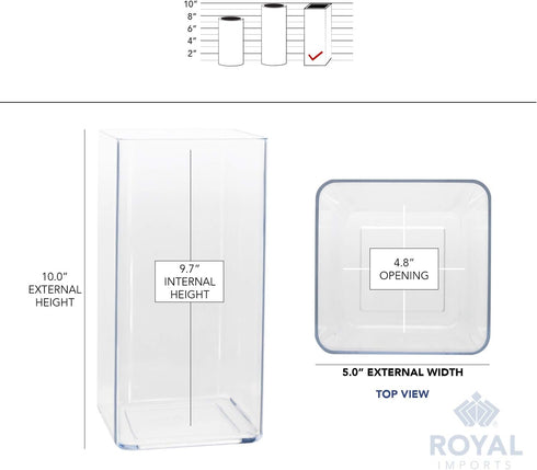Royal Imports Flower Vase Acrylic Tall Rectangle - Decorative Centerpiece for Home or Wedding - Non Breakable Plastic, 5" X10 - Clear...
