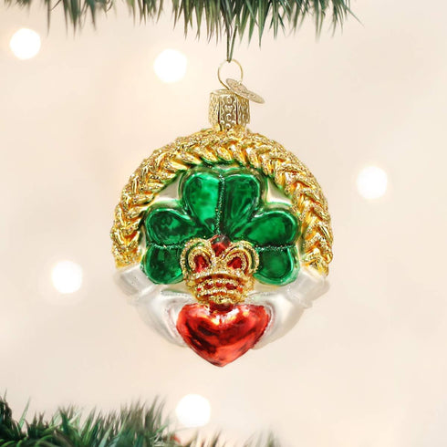 Old World Christmas Irish Gift Collection Glass Blown Ornaments for Christmas Tree Claddagh...