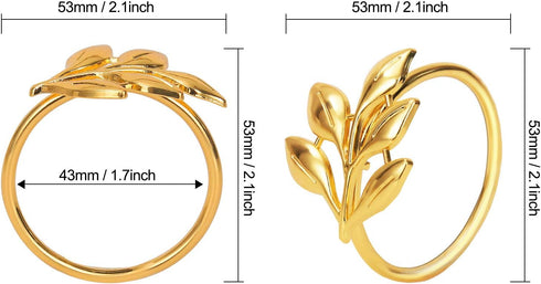 KPOSIYA Set of 20 Leaf Napkin Rings Metal Gold Napkin Holder Table Napkin Rings for Dinning Table Parties Everyday (Ye Zi-Gold 20)...