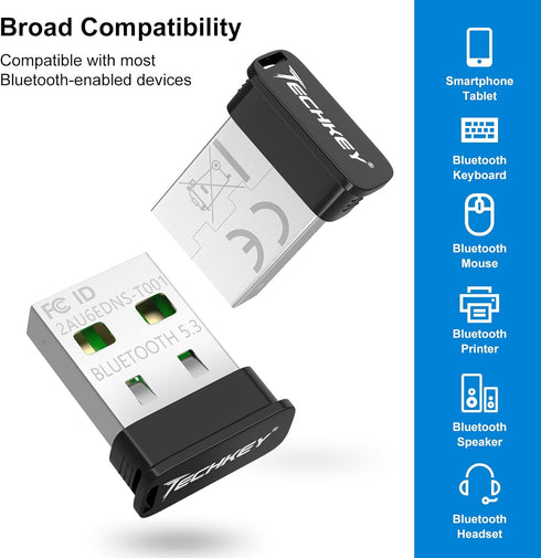 USB Bluetooth Adapter for Desktop PC, Plug & Play 5.3 Mini EDR Bluetooth Dongle Receiver & Transmitter for Laptop Computer for Bluetooth Keyboard ...
