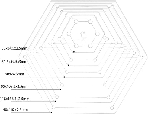 BENECREAT 6Pcs Hexagon Quilting Template Transparent Pressure Plate(Hole: 3mm) with 6 Mixed Size...