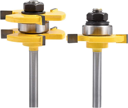 KATUR Tongue and Groove Router Bit Set, 1/4 Inch Shank Grooving Router Bit, Wood Milling Saw Cutter, New Woodworking Tools, 3 Teeth T Shape (1/4" ...
