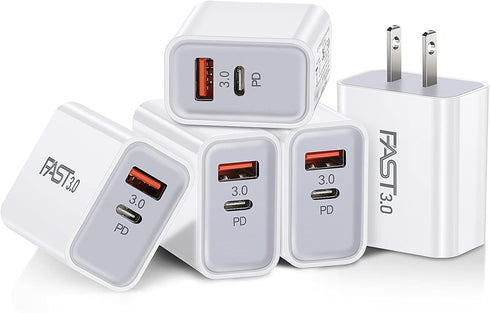 5 Pack USB C Wall Charger Block Boxeroo Dual Port PD Power Delivery Fast Type C Charging Block USB C Adapter Plug for iPhone 13 12 11 Pro Max Mini...