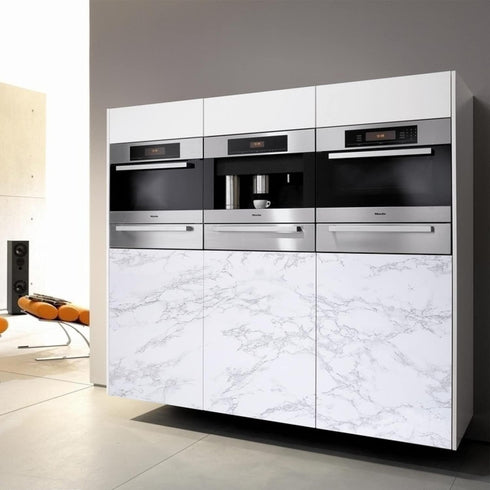 Marble Wallpaper Granite Grey/White Marble Vinyl Film Self Adhesive Wallpaper for Kitchen Cabinet Countertops Furniture Renovated Peel and Stick W...