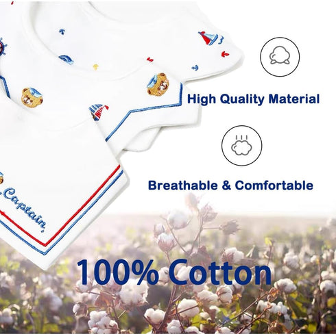 Sailor Baby Bibs 3 Pack 360° Rotate Pure Cotton Newborn Muslin Bibs For Teething And Drooling,Unisex Baby Bibs For Toddler,Adjustable With Snaps,S...