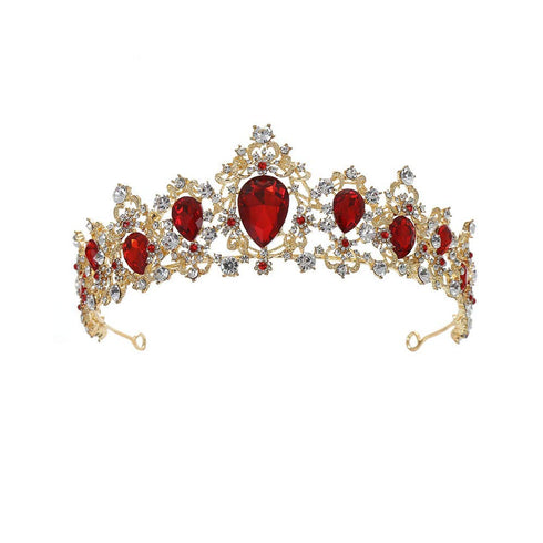 Baroque Royal Queen Crowns and Tiaras for Women,Crystal Rhinestone Costume Party Festival Wedding Tiaras Headbands (Red)...
