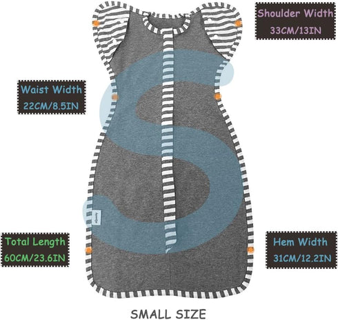 Baby Blanket Sack with Arms Free Design,Transition to Arms Free Wearable for Newborn Girl and Boy, Small 0-3Months,Grey Color...