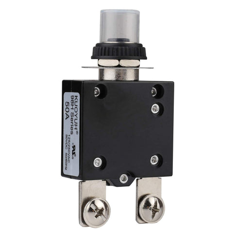 Thermal Circuit Breaker,98 Series 50A 125/250VAC 32VDC Bottom Screw Thermal Overload Circuit Breaker Push-Button Reset with Quick Connect Terminal...