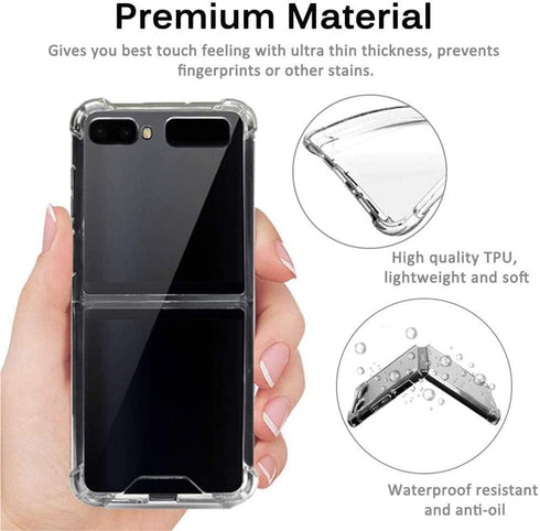 Clear Case for Galaxy Z Flip,Z Flip 5G Case,Ultra Thin Crystal Soft TPU Rubber Scratch Resistant Anti-Slip Phone Case for Samsung Galaxy Z Flip/Z ...