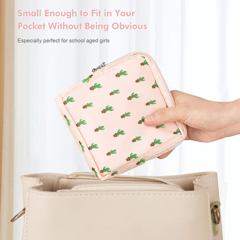 2 Pack Period Bag for Teen Aged Girls, Sanitary Napkin Storage Bag, Functional Waterproof Sanitary Pads Bags for Panty Liners, Tampons, Menstrual ...