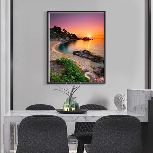 ACENGXI Beach Sunrise Paint by Numbers Kits Beach DIY Oil Painting by Numbers Sunrise Beach DIY Canvas Painting by Numbers Acrylic Painting Kits f...
