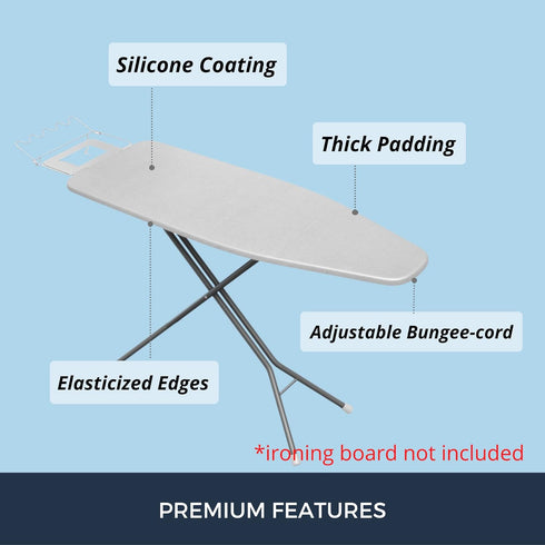 Ironing Board Cover and Pad Standard Size Silicone Coated 4 Layers 15x54 inch Extra Heavy Duty Thick Padding, Heat Reflective, Non Stick Scorch an...