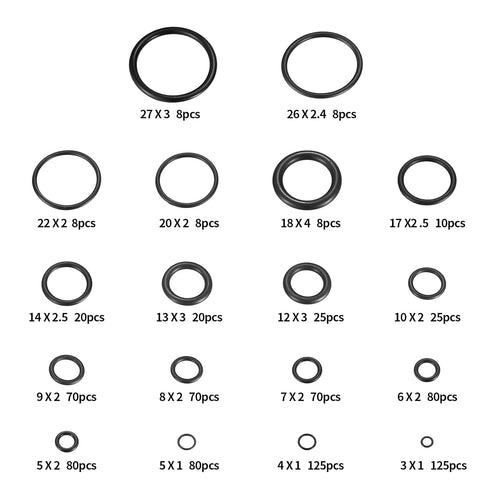 850 Pcs O Rings Kit, Rubber O-Rings Seals Assortment Kit, Nitrile Rubber Pressure Plumbing Sealing Washer Gasket O Ring Repair Kit for Faucet, Aut...