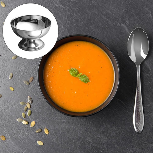 PRETYZOOM Stainless Steel Ice Cream Bowl, Footed Dessert Cup for Sundae Fruit Terrarium, Reusable Snack Bowls Yogurt Cup Appetizer Serving Bowl (1...