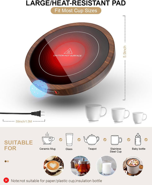 Coffee Mug Warmer, 50W Coffee Cup Warmer with 3 Temperature Settings (105?-180?) and 4 Hours Auto Shutt-Off Function for Office Home Desk Use, for...