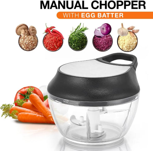 Manual Food Processor Vegetable Chopper, Portable Hand Pull String Garlic Mincer Onion Cutter for Veggies, Ginger, Fruits, Nuts, Herbs, etc., 2 Cu...
