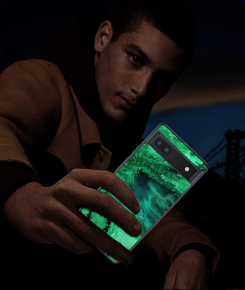 Google Pixel 6A Case, Slim Fit Marble Pattern Glow in The Dark Luminous Hybrid Hard PC Soft TPU Bumper Shockproof Drop Protective Case for Men and...