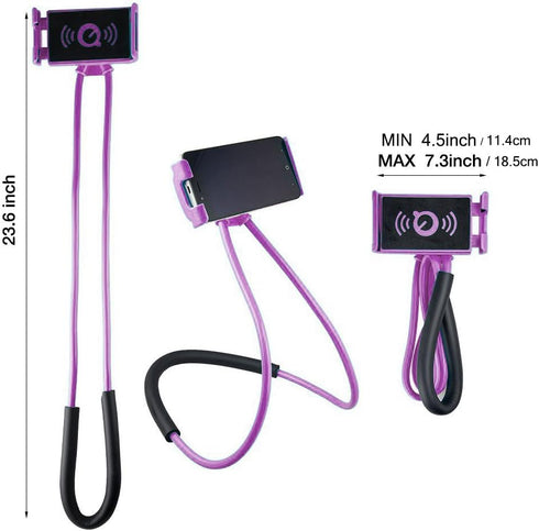 Neck Phone Holder - Universal Hanging on Neck Lazy Phone Holder DIY Free Rotating Stand on Table Smart Multiple Functions Mobile Phone Mount Stand...