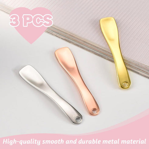 Metal Makeup Spatula Tool - Spatula for Skincare, Cosmetic Scoop for Creams, Lotions, Masks - Makeup Spatula in Rose Gold, Silver and Gold Colors...