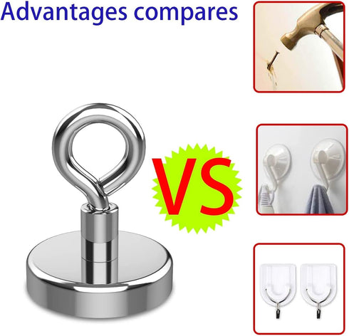 Magnetic Eye Hooks, 6PCS Strong Neodymium Magnet Loop Hooks for Hanging, Lights, Tools, Kitchen, Workplace, Office (Diameter0.98in)...