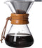 Pour Over Coffee Maker with Reusable Stainless Steel Drip Filter, Lead-Free Borosilicate Glass Coffee Carafe with Modern Wooden Collar for 1-2Cup,...