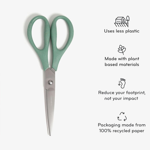 U Brands U-Eco 8“ Scissors, Set of 3, Assorted Brights, Patented Concave Blade Technology (6607U01-24)...