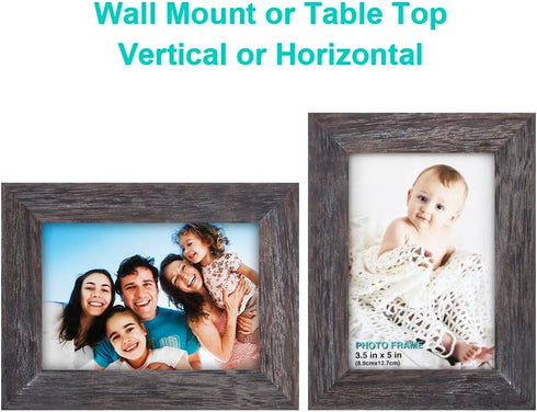 RPJC 3.5x5 inch Picture Frame Made of Solid Wood High Definition Glass for Table Top Display and Wall Mounting Photo Frame...