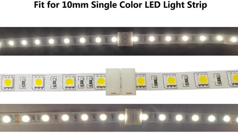 10 Pcs Strip to Strip Unwired Gapless Solderless Snap Down 2 Pin Single Color LED Light Strip Connector for 10mm Wide 5050 2835 5630 Single Color ...