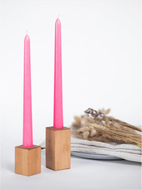 CANDWAX 8 inch Taper Candles Set of 4 - Dripless and Smokeless Candle Unscented - Slow Burning Candle Sticks - Pink Candles Taper...