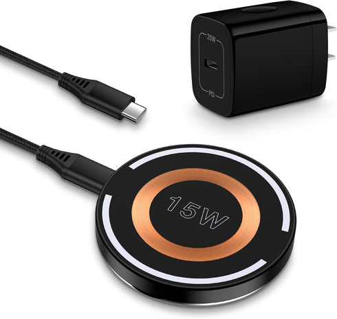 Magnetic Wireless Charger Pad 15W iPhone Magsafe Charger Fast Charging Mat with 20W USB C Charger for iPhone 15 14 13 12 Pro Max Plus SE,Galaxy S2...