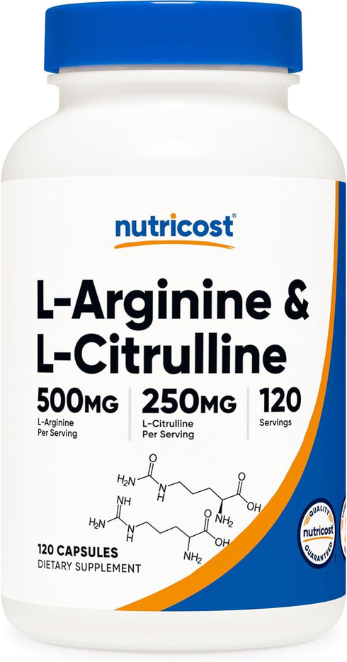 Nutricost L-Arginine L-Citrulline Complex 750mg, 120 Capsules - Non-GMO...