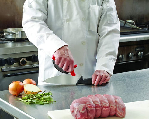Chef Master 90015 Hand-Held Carbide Tipped Blade Sharpener, Kitchen Knife and Chef Knife Sharpener, Professional Chef Grade Sharpening Tool, Rever...