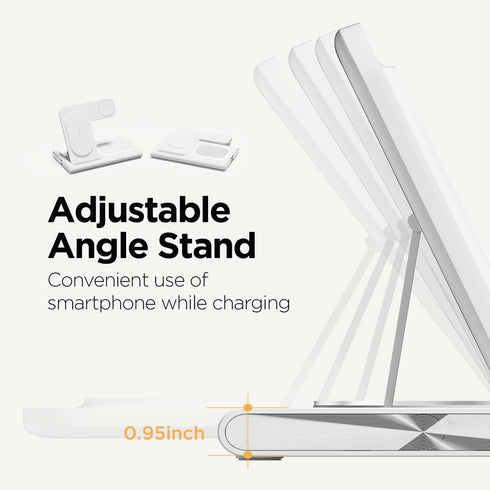 mooas 3 in 1 Wireless Charging Station, 15W Fast Wireless Charger Nightlight, Multiple Wireless Charging Stand Dock for iPhone 15/14/13/12/11/XR/X...