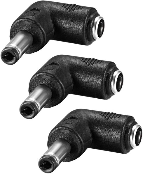uxcell 3Pcs DC Power Connector Adapter 90 Degree Angle 5.5mm x 2.5mm Male Plug to 5.5mm x 2.1mm Female Jack Coupler Converter for Laptop CCTV Came...