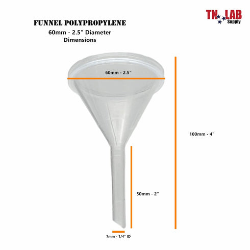 Funnel Polypropylene Plastic 60mm 2.5" Diameter 5-Pack...