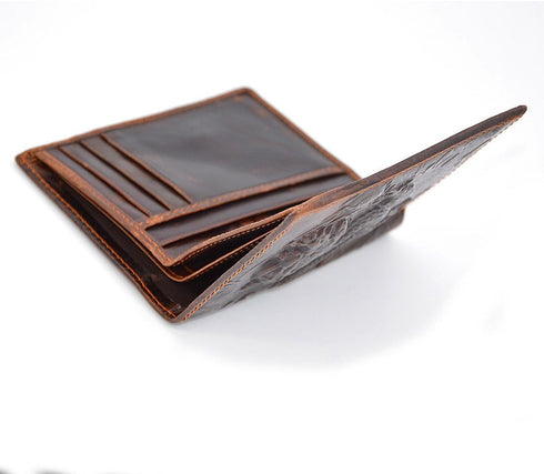 Mens Brown Genuine Leather Wallet with Credit Card Holder Dragon Pattern M...