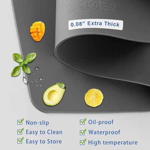 Food-Grade Silicone mat?2MM Extra Thick Silicone Mats for Kitchen Counter, 25.6" x17.7" Non-Slip Waterproof Large Countertop Protector Mat, Heat R...