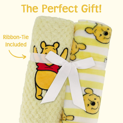 Disney 2-Pack Baby Blanket for Infants and Newborns, Plush Textured Fleece Winnie The Pooh Blanket, Perfect Unisex Gift for Toddlers...