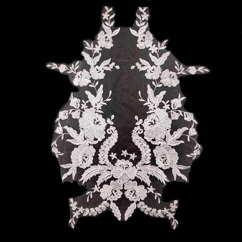 Apparel Sewing Bridal Wedding Dress Sewing Supplies Embroidery Tulle Clothes Fabric Back Collar DIY Lace Accessories Floral Lace Fabric(White)...