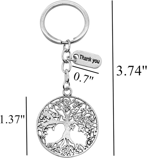 PHAETON 20PCS Tree Of Life Thank You Keychain Graduation Season Keychain Teachers Day Thanksgiving Keychain Friendship Keychains Jewelry Gift For ...